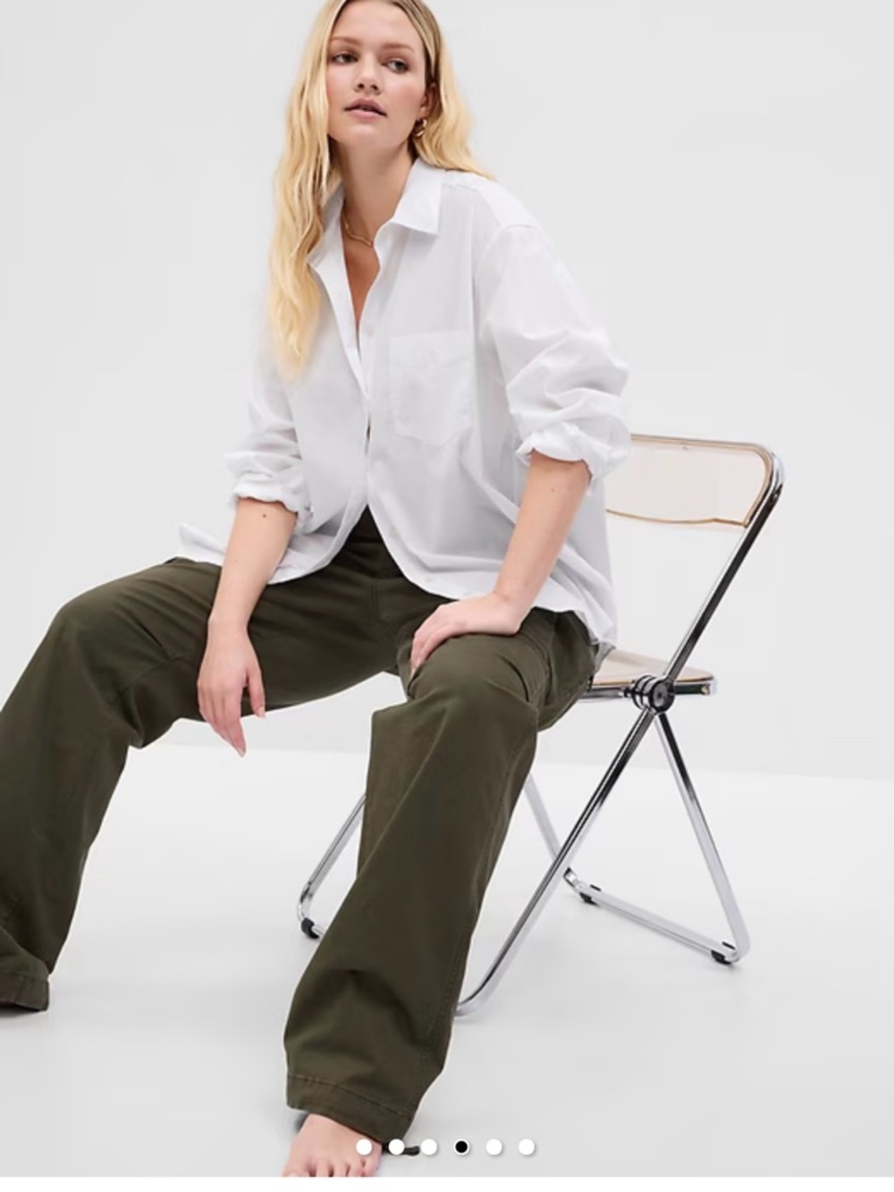 Gap Organic Cotton Poplin Big Shirt - White Medium Tall